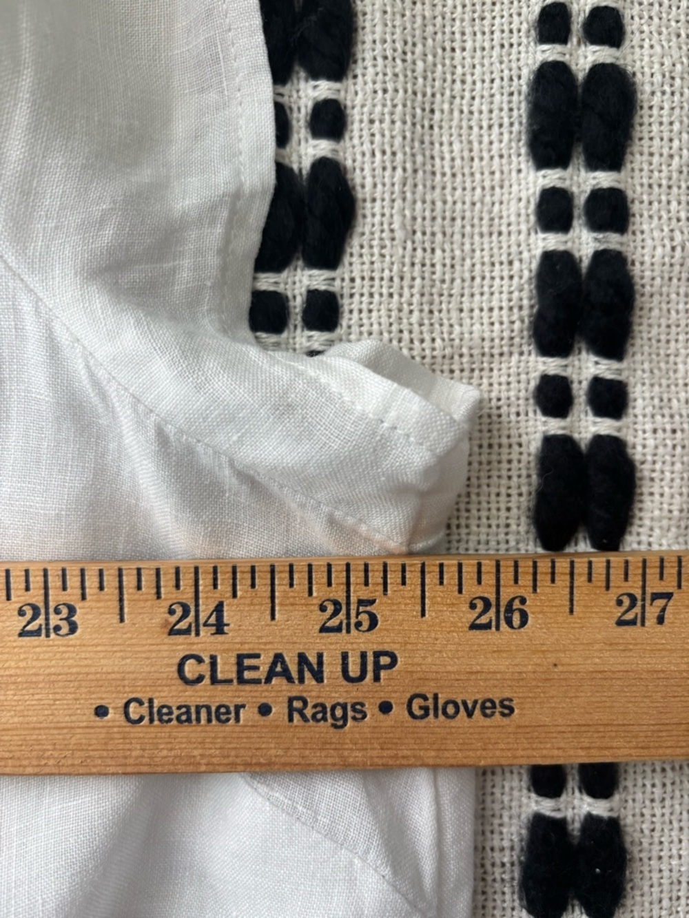Talbots Linen Border Stripe Top Red White & Blue Smocked Neck Short Sleeve 2X - Picture 12 of 13